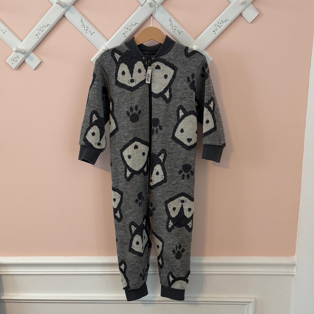Kivat One Piece 100% Wool Wolf Design Size 18 months - 3T or 90cm